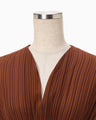 Stripe Shirring Jacquard Dress - brown