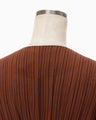 Stripe Shirring Jacquard Dress - brown