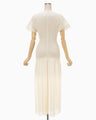 Stripe Shirring Jacquard Dress - ecru