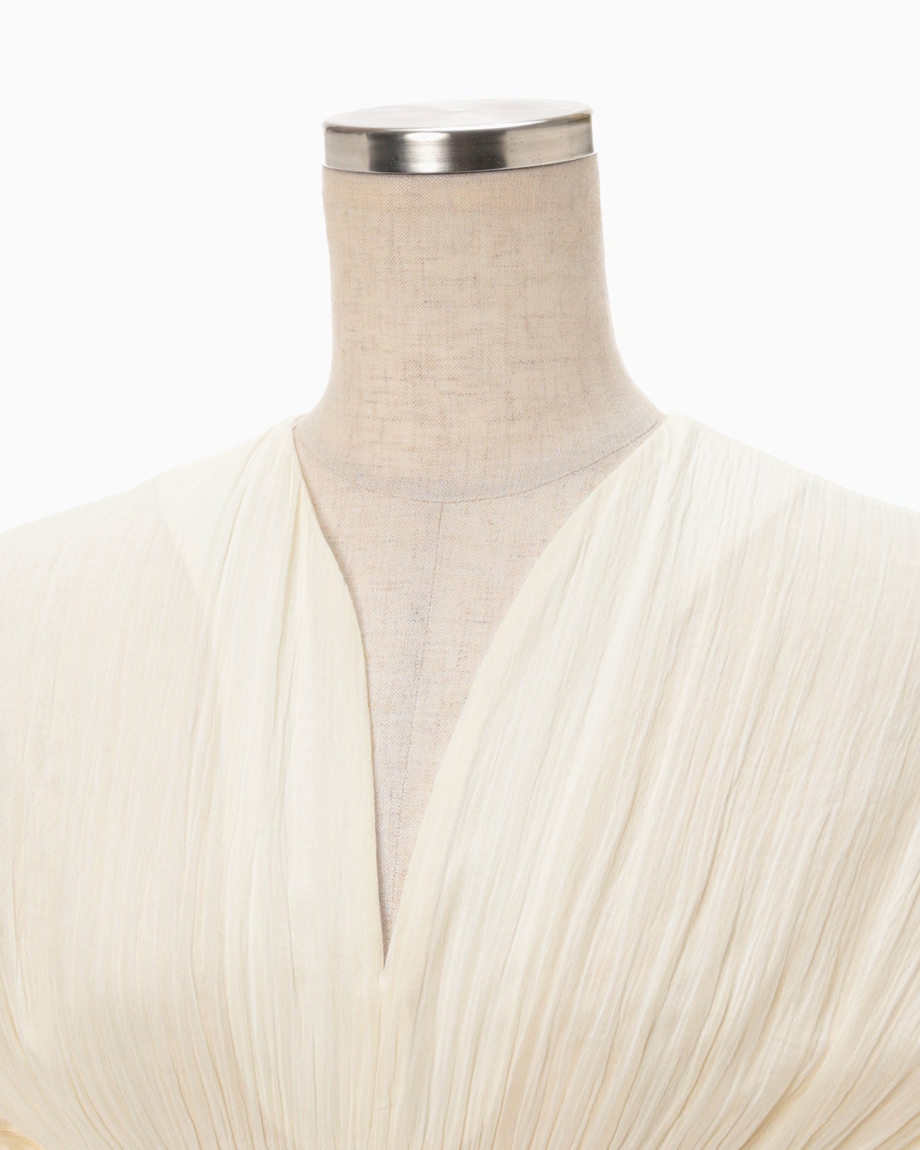 Stripe Shirring Jacquard Dress - ecru