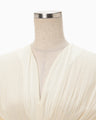 Stripe Shirring Jacquard Dress - ecru