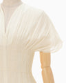 Stripe Shirring Jacquard Dress - ecru