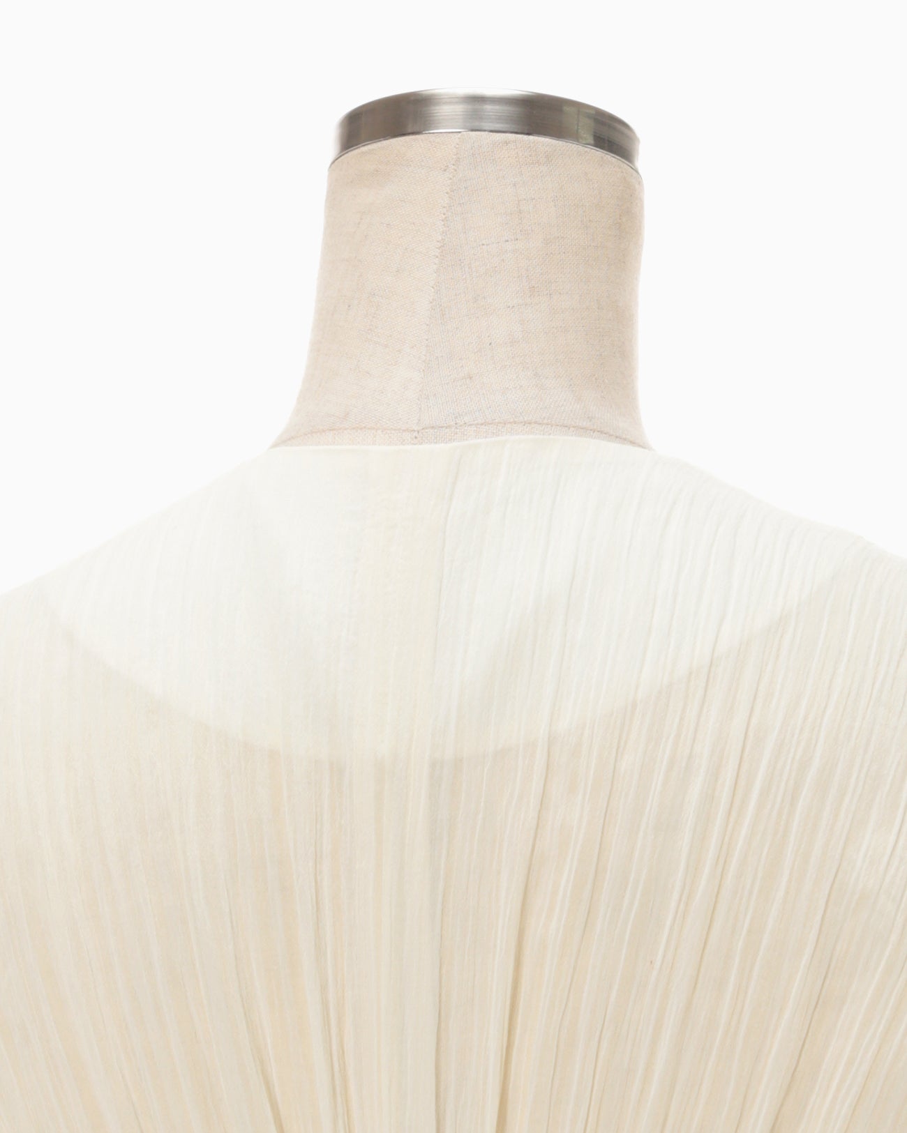 Stripe Shirring Jacquard Dress - ecru