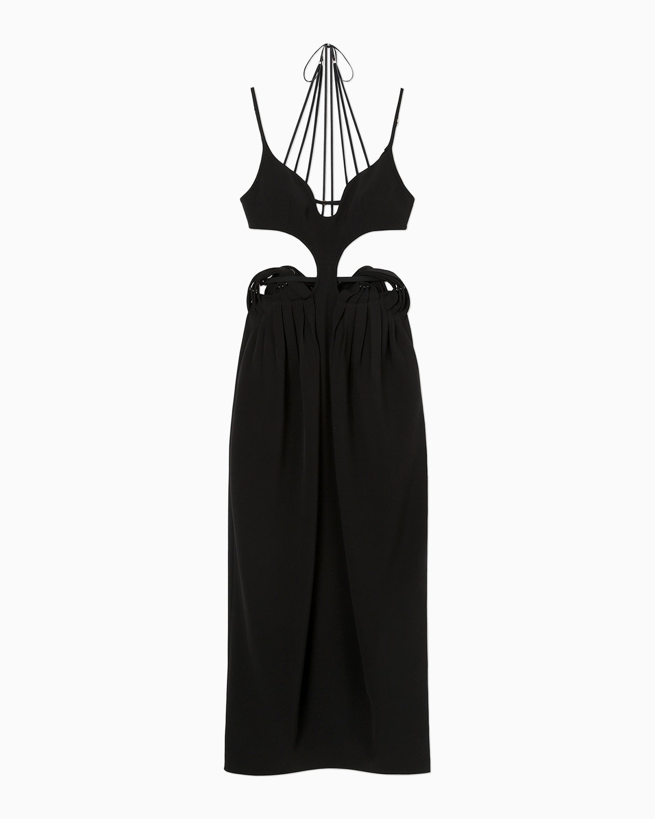 Stretched Triacetate Basket Pattern Dress - black
