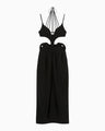Stretched Triacetate Basket Pattern Dress - black
