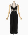 Stretched Triacetate Basket Pattern Dress - black