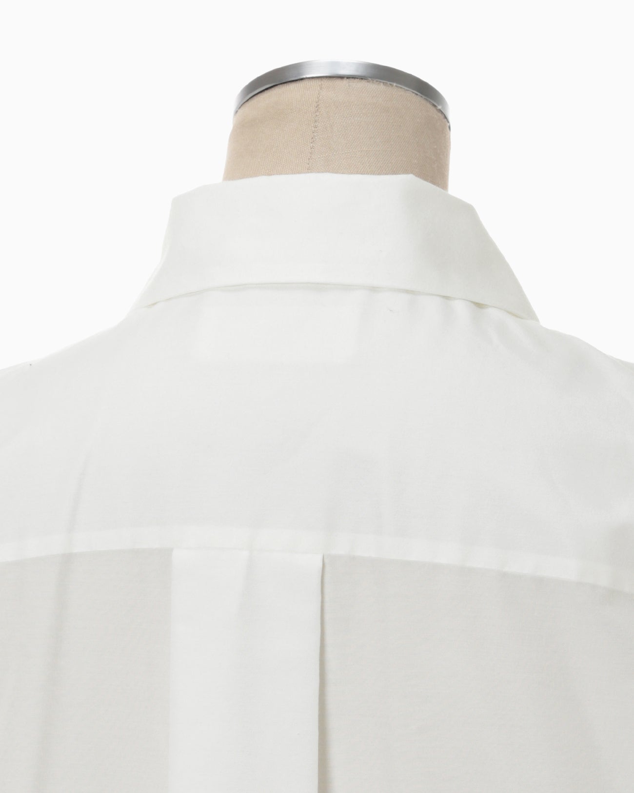 Cotton Silk Broad Basket Motif Shirt Dress - white