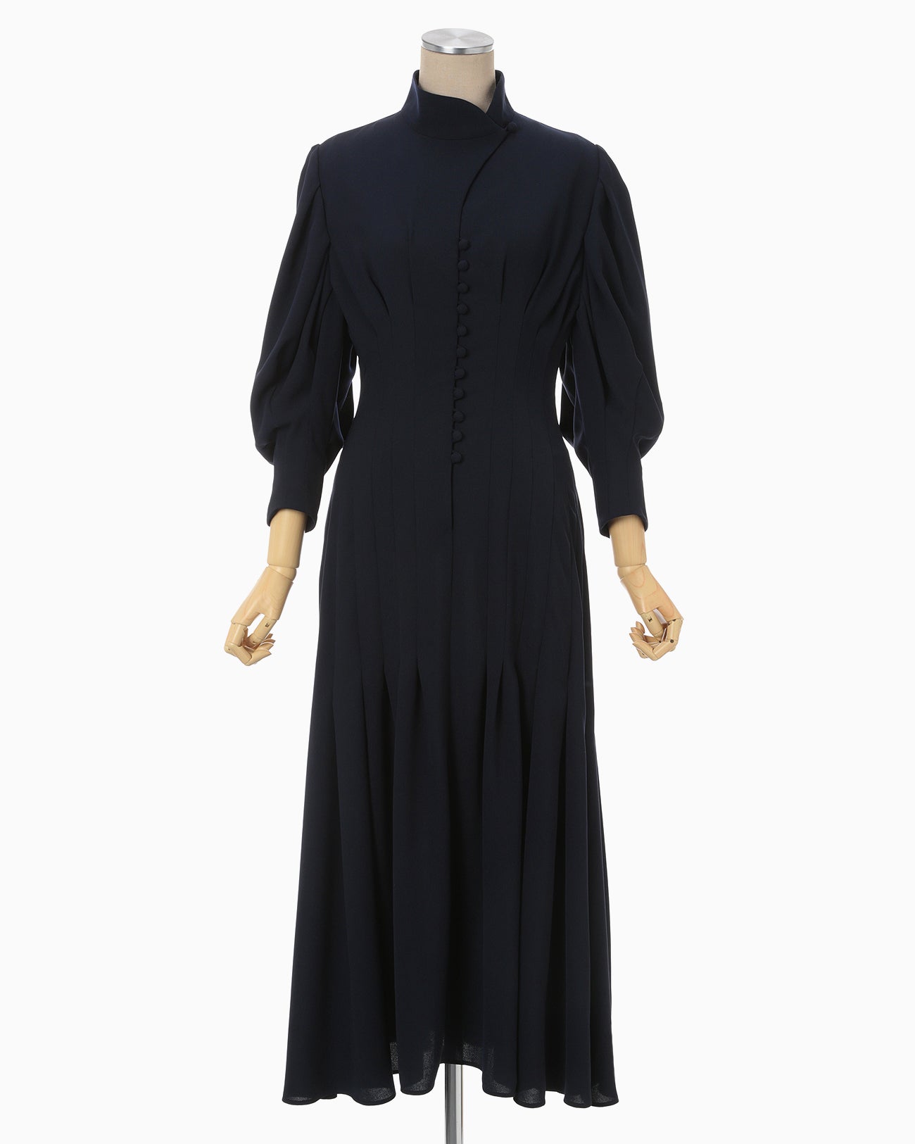 mame kurogouchi flared dress navy フレアドレス-