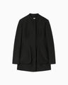 Silk Wool Double Cloth Stand Collar Jacket - black