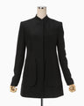 Silk Wool Double Cloth Stand Collar Jacket - black