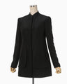 Silk Wool Double Cloth Stand Collar Jacket - black
