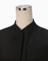Silk Wool Double Cloth Stand Collar Jacket - black