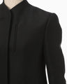 Silk Wool Double Cloth Stand Collar Jacket - black