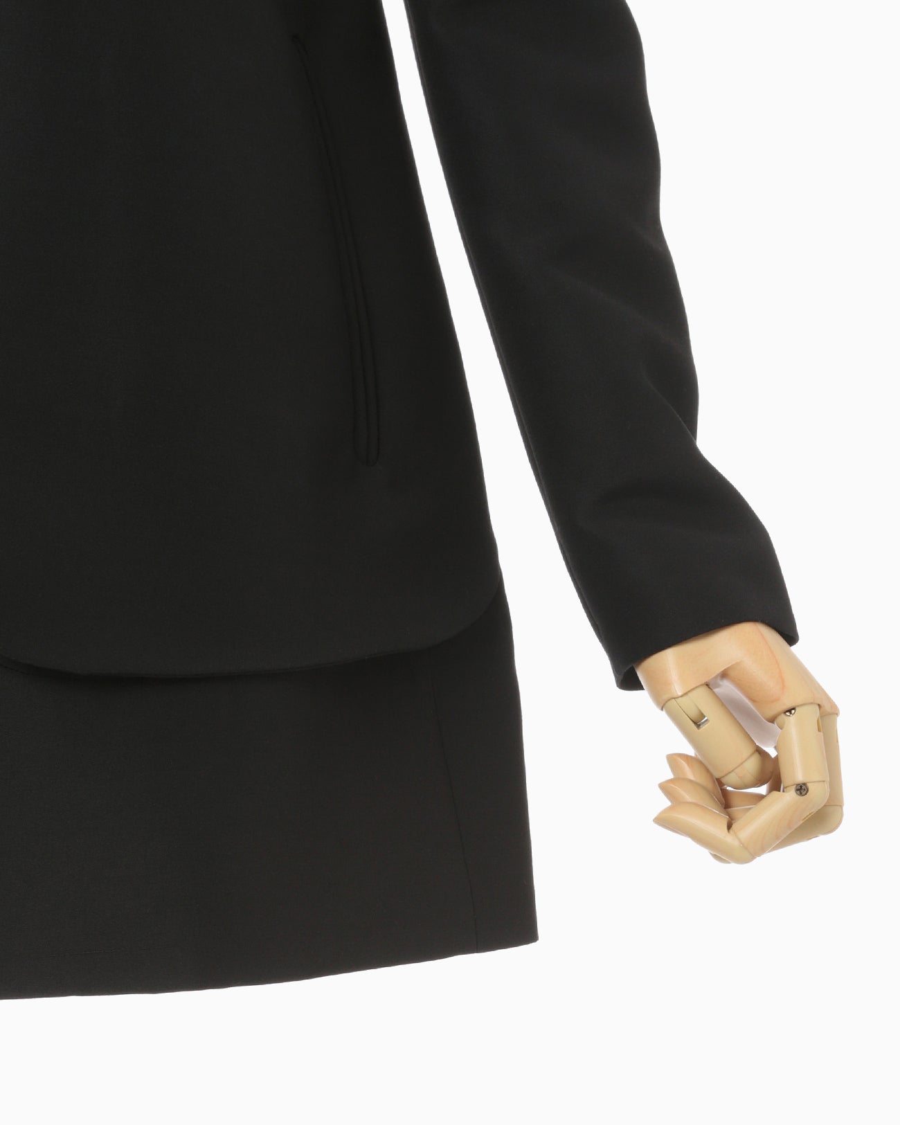 Silk Wool Double Cloth Stand Collar Jacket - black