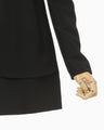 Silk Wool Double Cloth Stand Collar Jacket - black