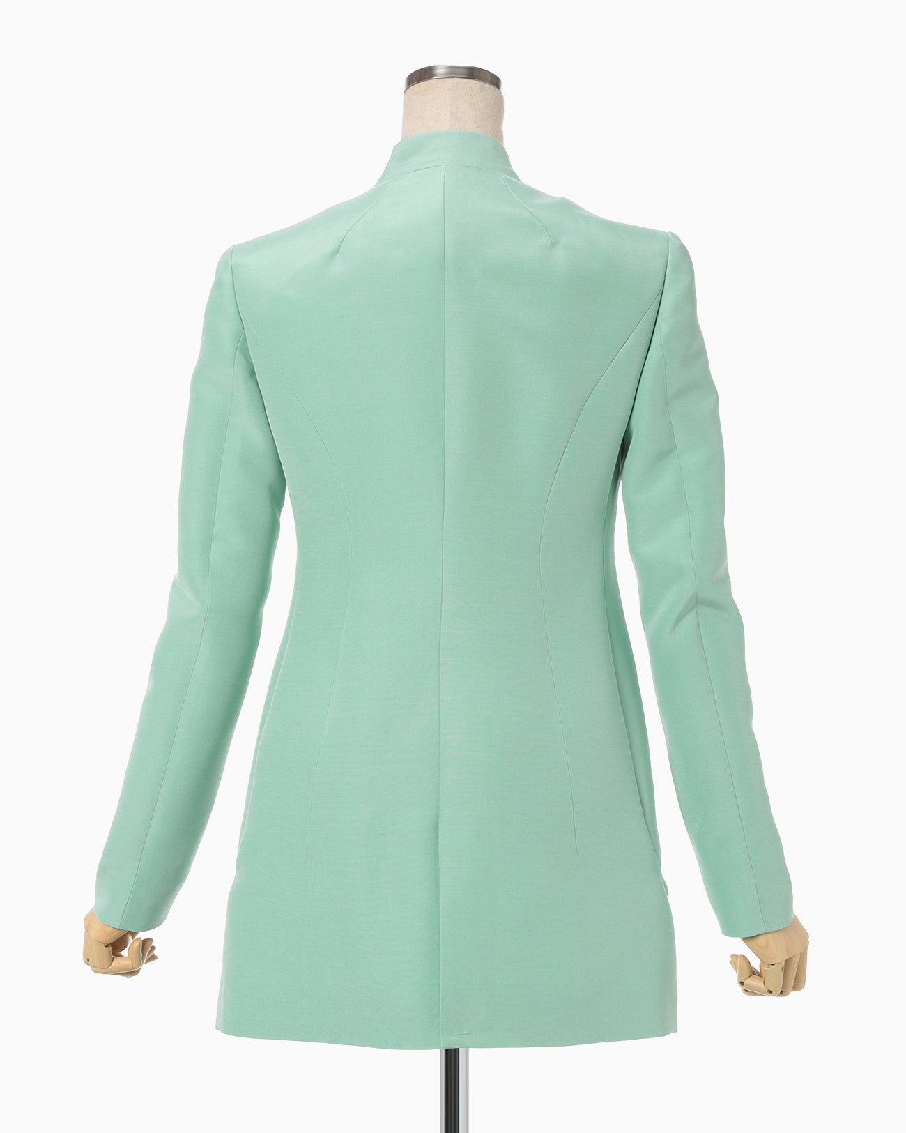 Silk Wool Double Cloth Stand Collar Jacket - mint green