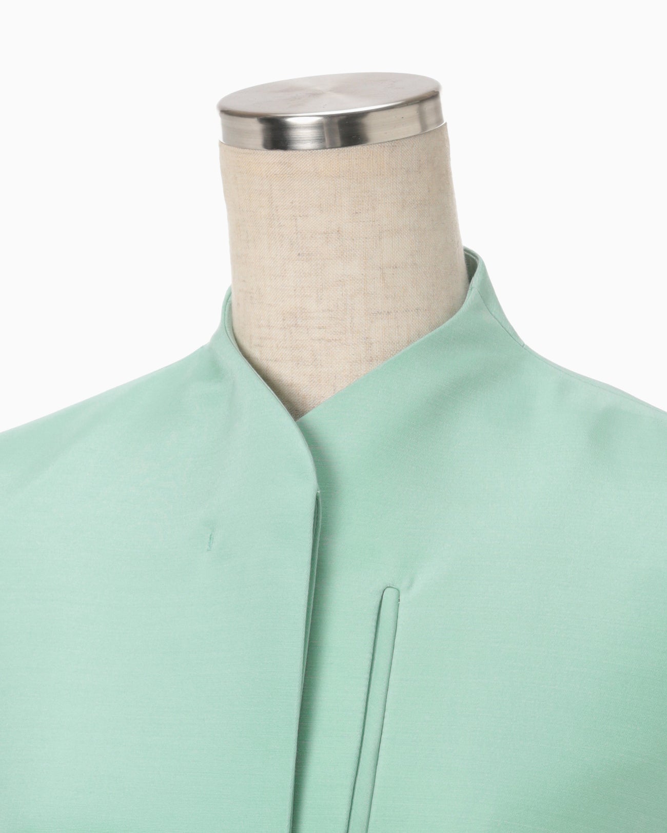 Silk Wool Double Cloth Stand Collar Jacket - mint green
