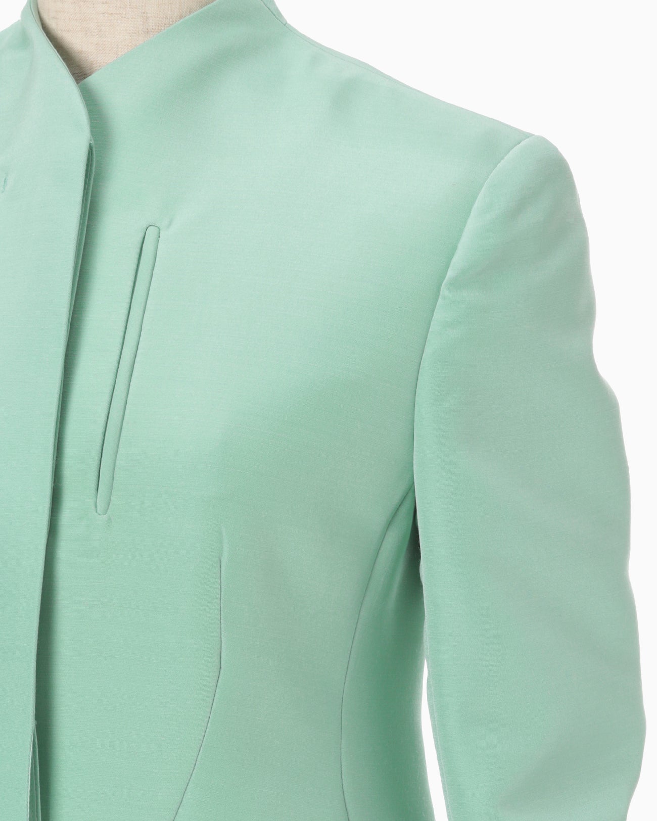 Silk Wool Double Cloth Stand Collar Jacket - mint green
