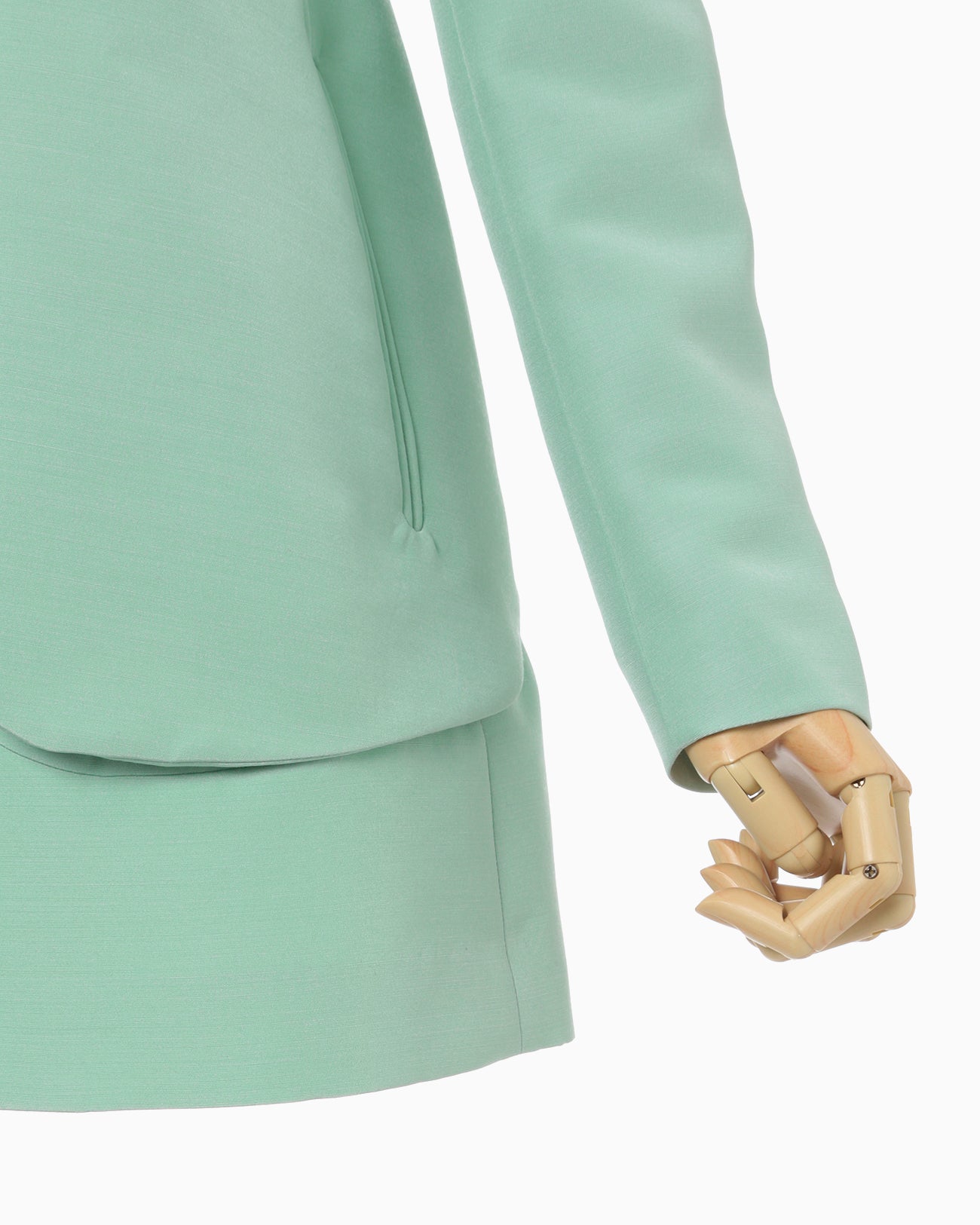 Silk Wool Double Cloth Stand Collar Jacket - mint green