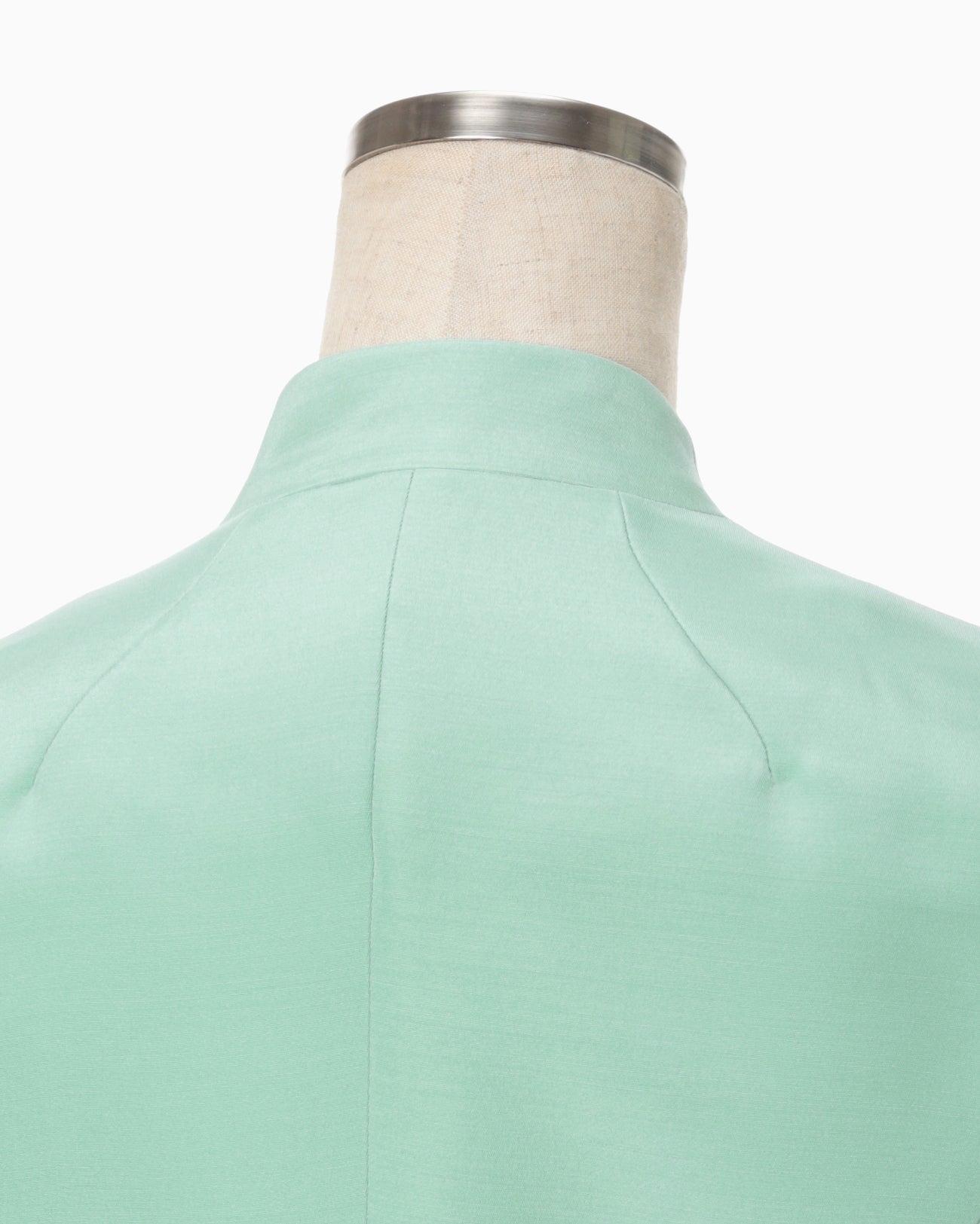 Silk Wool Double Cloth Stand Collar Jacket - mint green