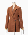 Geometric Silk Cotton Jacquard Double Beasted Jacket - brown