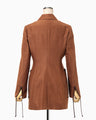 Geometric Silk Cotton Jacquard Double Beasted Jacket - brown