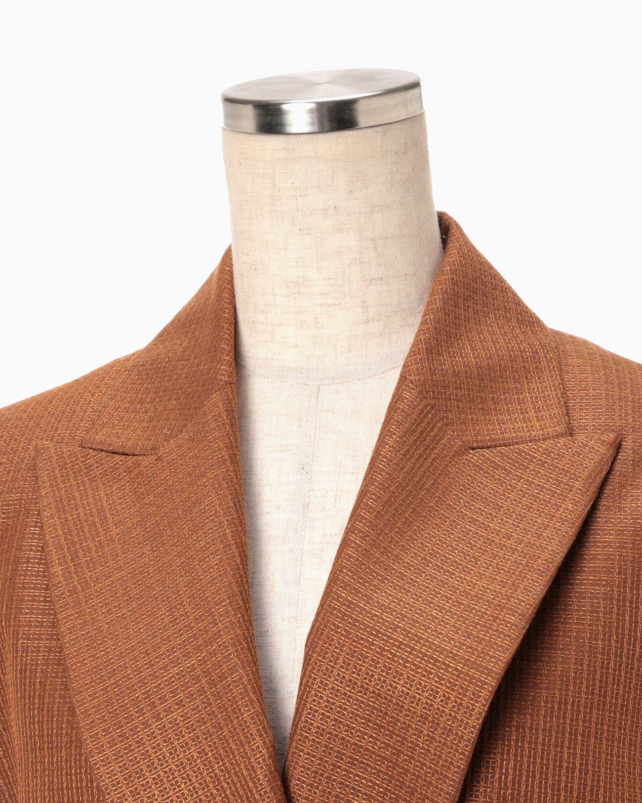 Geometric Silk Cotton Jacquard Double Beasted Jacket - brown