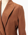 Geometric Silk Cotton Jacquard Double Beasted Jacket - brown