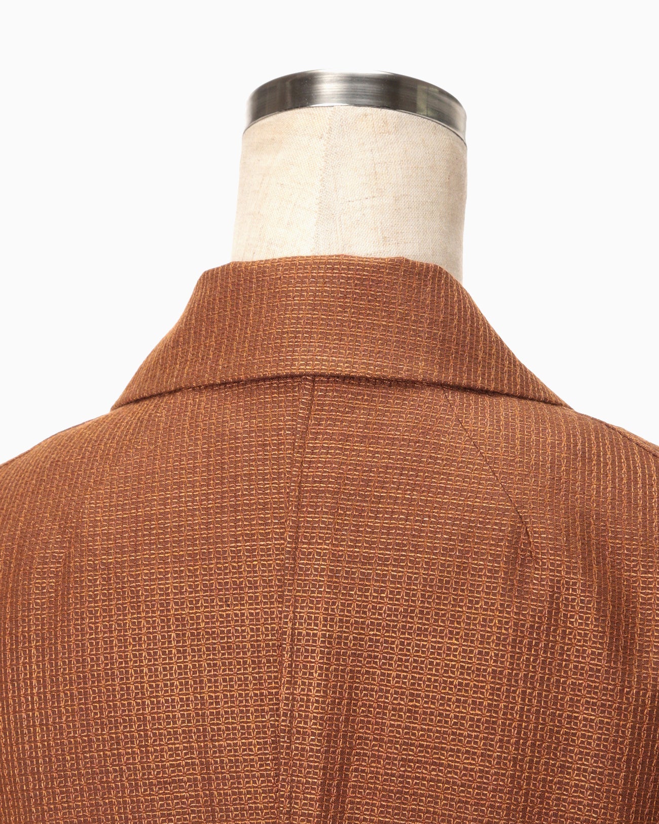 Geometric Silk Cotton Jacquard Double Beasted Jacket - brown
