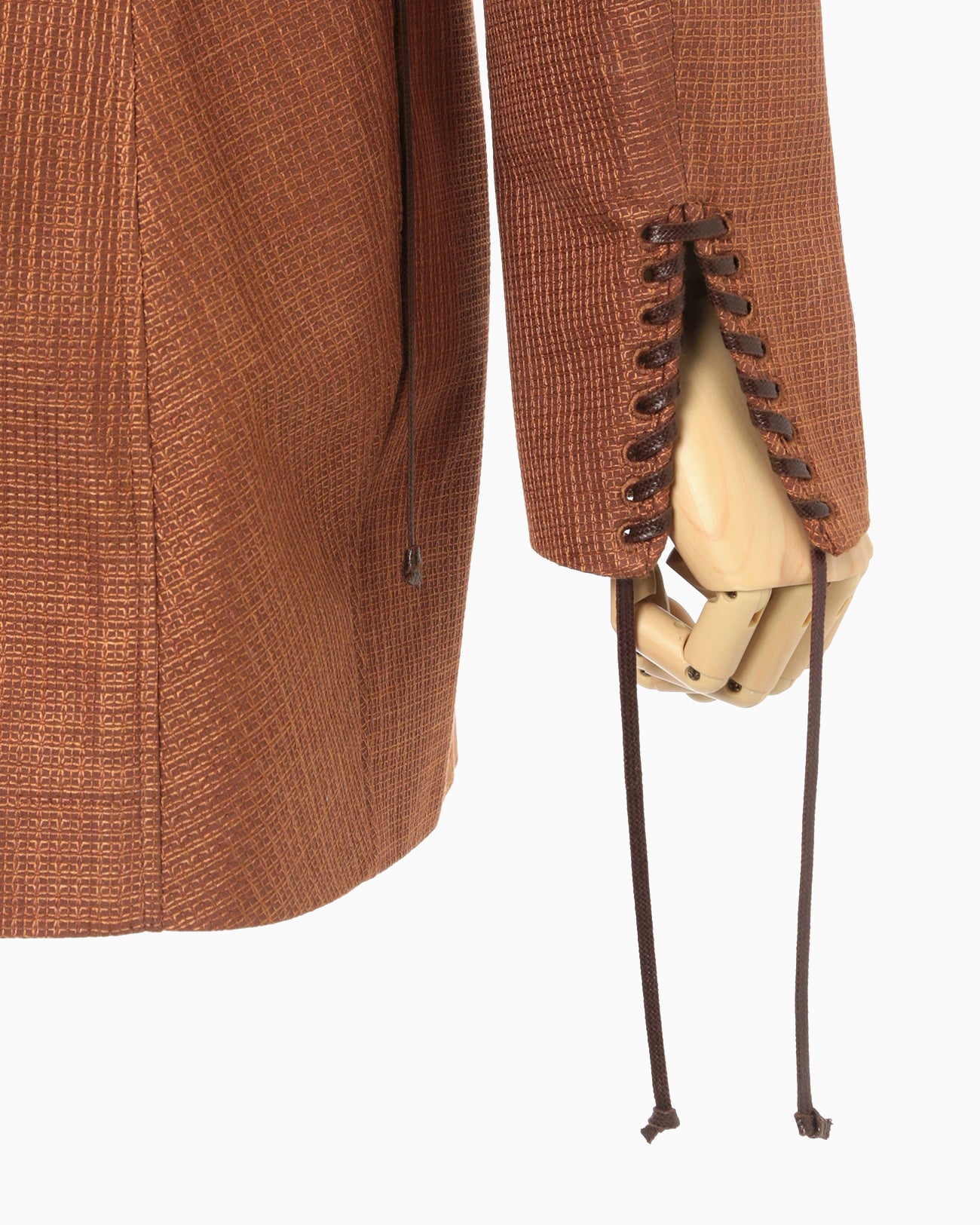 Geometric Silk Cotton Jacquard Double Beasted Jacket - brown