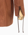 Geometric Silk Cotton Jacquard Double Beasted Jacket - brown