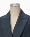 Geometric Silk Cotton Jacquard Double Beasted Jacket - navy