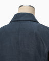 Geometric Silk Cotton Jacquard Double Beasted Jacket - navy