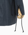 Geometric Silk Cotton Jacquard Double Beasted Jacket - navy