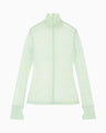 Marble Printed Plaid Sheer High Neck Top - mint green