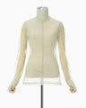 Marble Printed Plaid Sheer High Neck Top - mint green