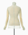 Marble Printed Plaid Sheer High Neck Top - mint green