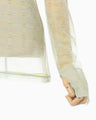 Marble Printed Plaid Sheer High Neck Top - mint green