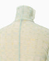 Marble Printed Plaid Sheer High Neck Top - mint green