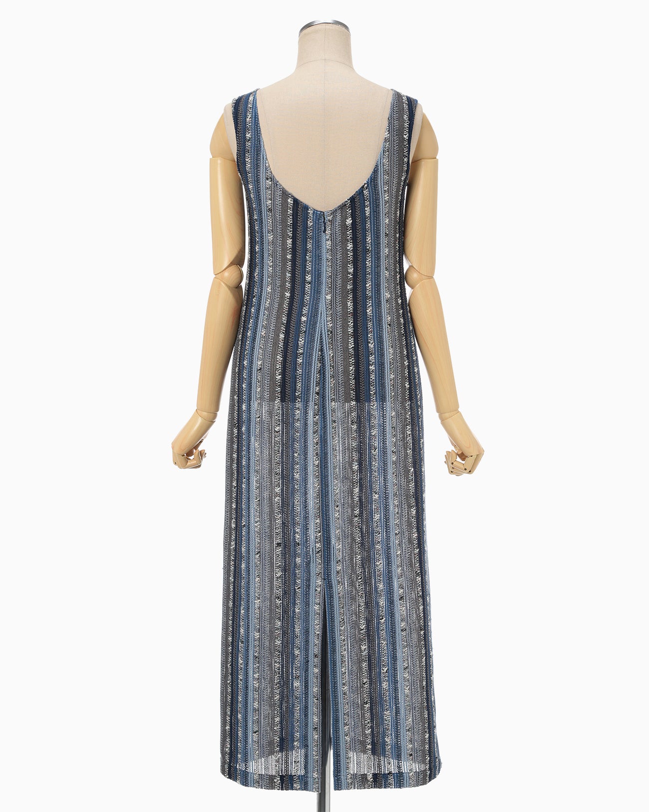 Raschel Stripe Jersey Sleeveless Dress - navy