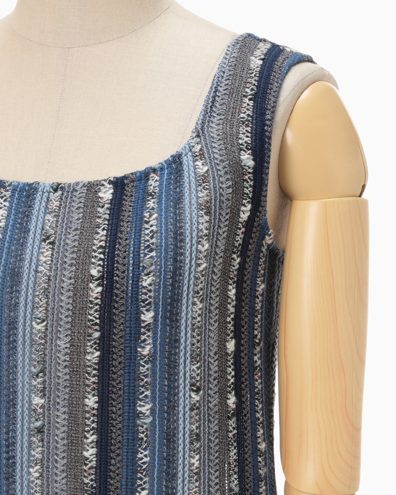 Raschel Stripe Jersey Sleeveless Dress - navy