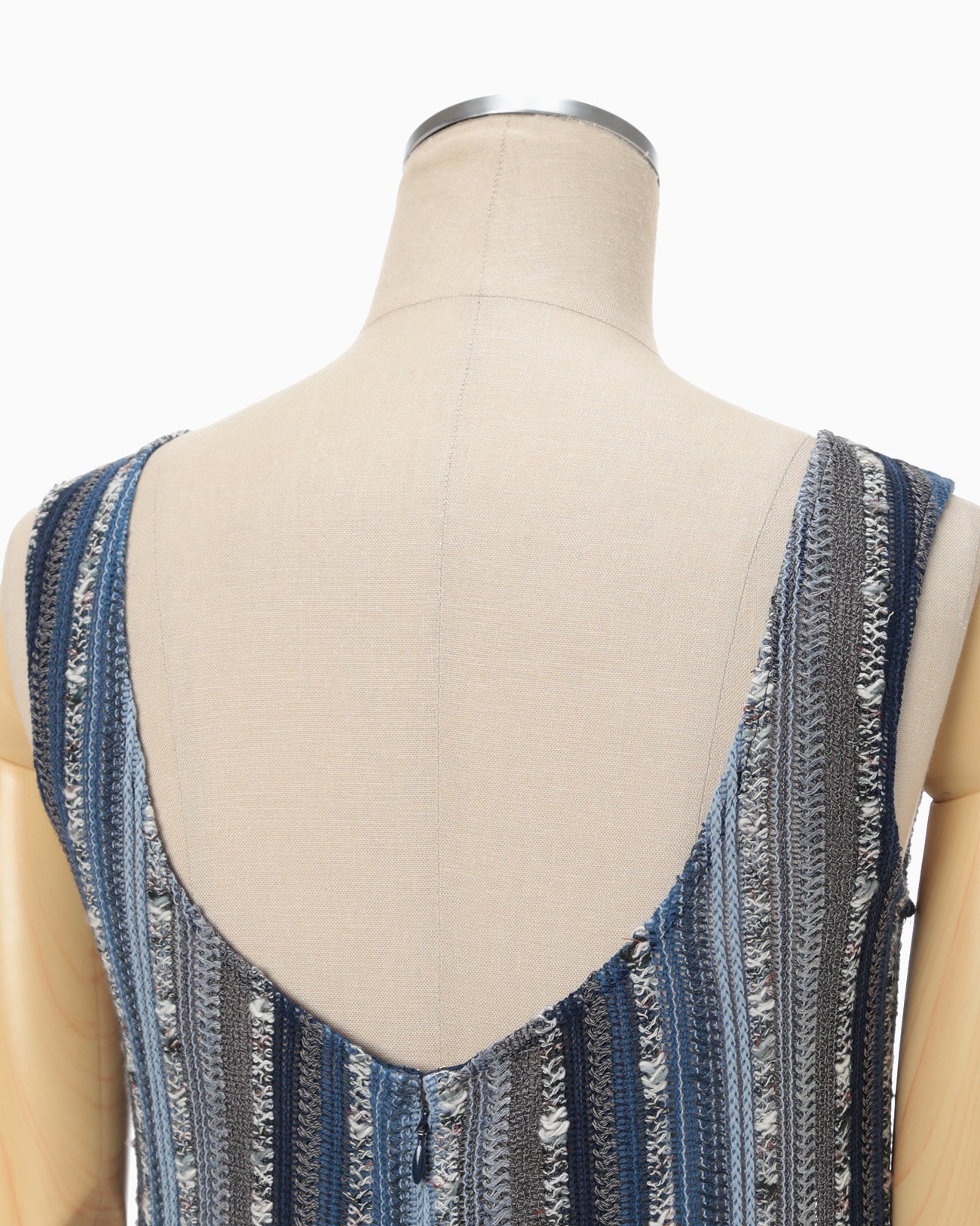 Raschel Stripe Jersey Sleeveless Dress - navy