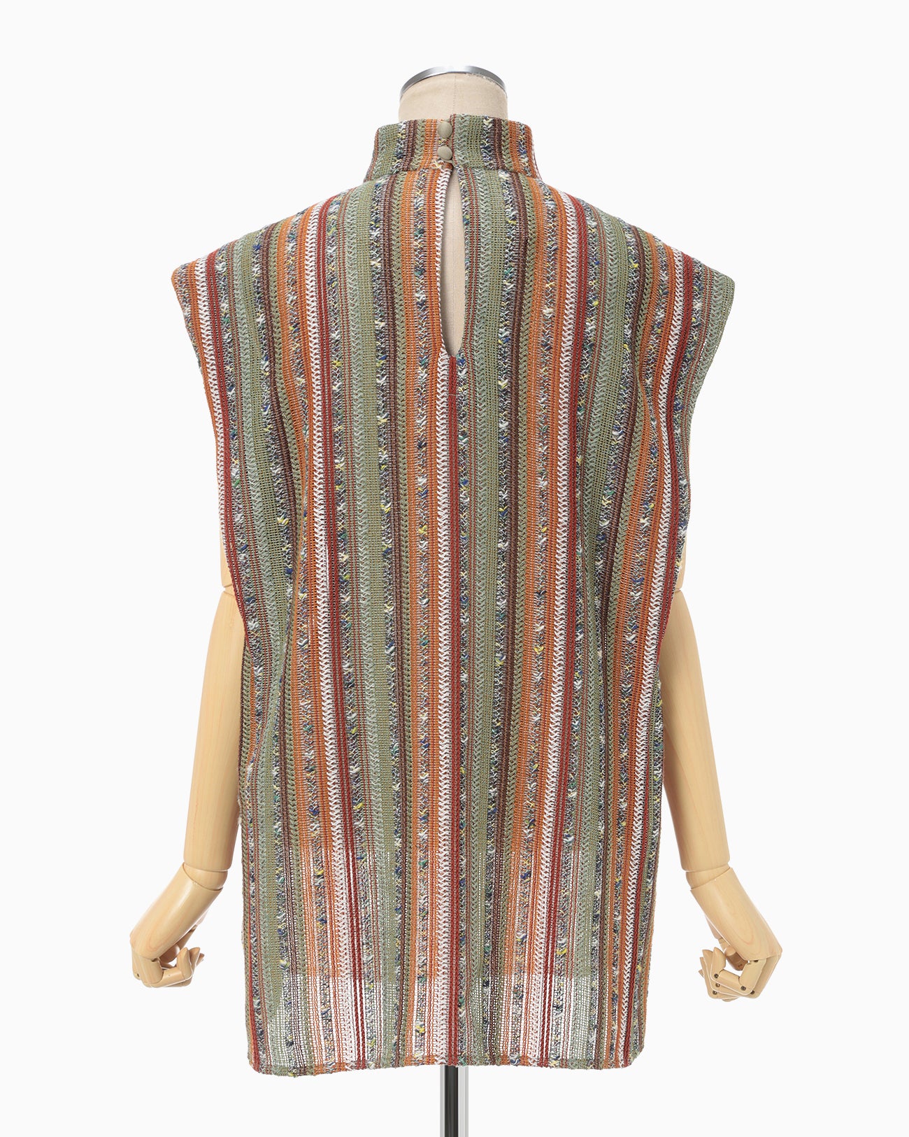Raschel Stripe Jersey High Neck Top - multi - Mame Kurogouchi