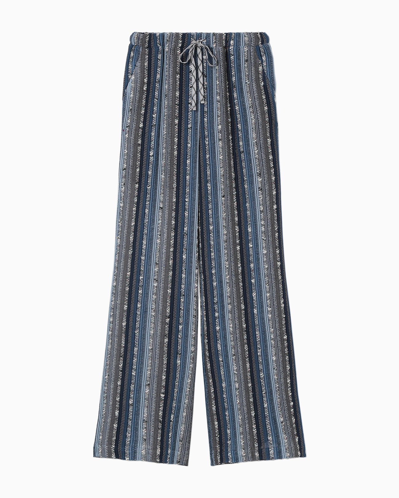 Raschel Stripe Jersey Wide Trousers - navy