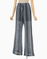 Raschel Stripe Jersey Wide Trousers - navy