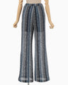 Raschel Stripe Jersey Wide Trousers - navy