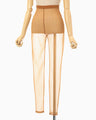 Marble Printed Plaid Sheer Leggings - brown