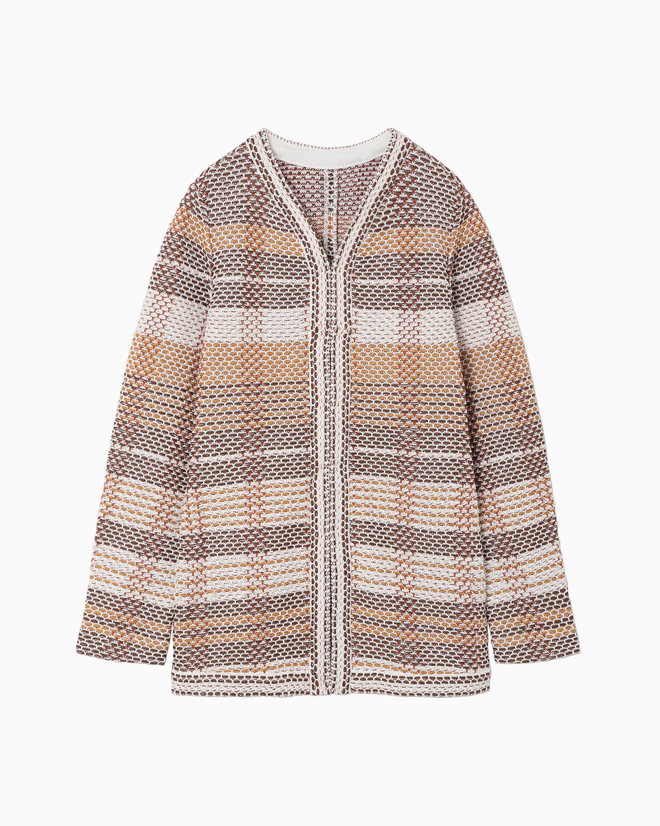Basket Motif Knitted Jacket - brown