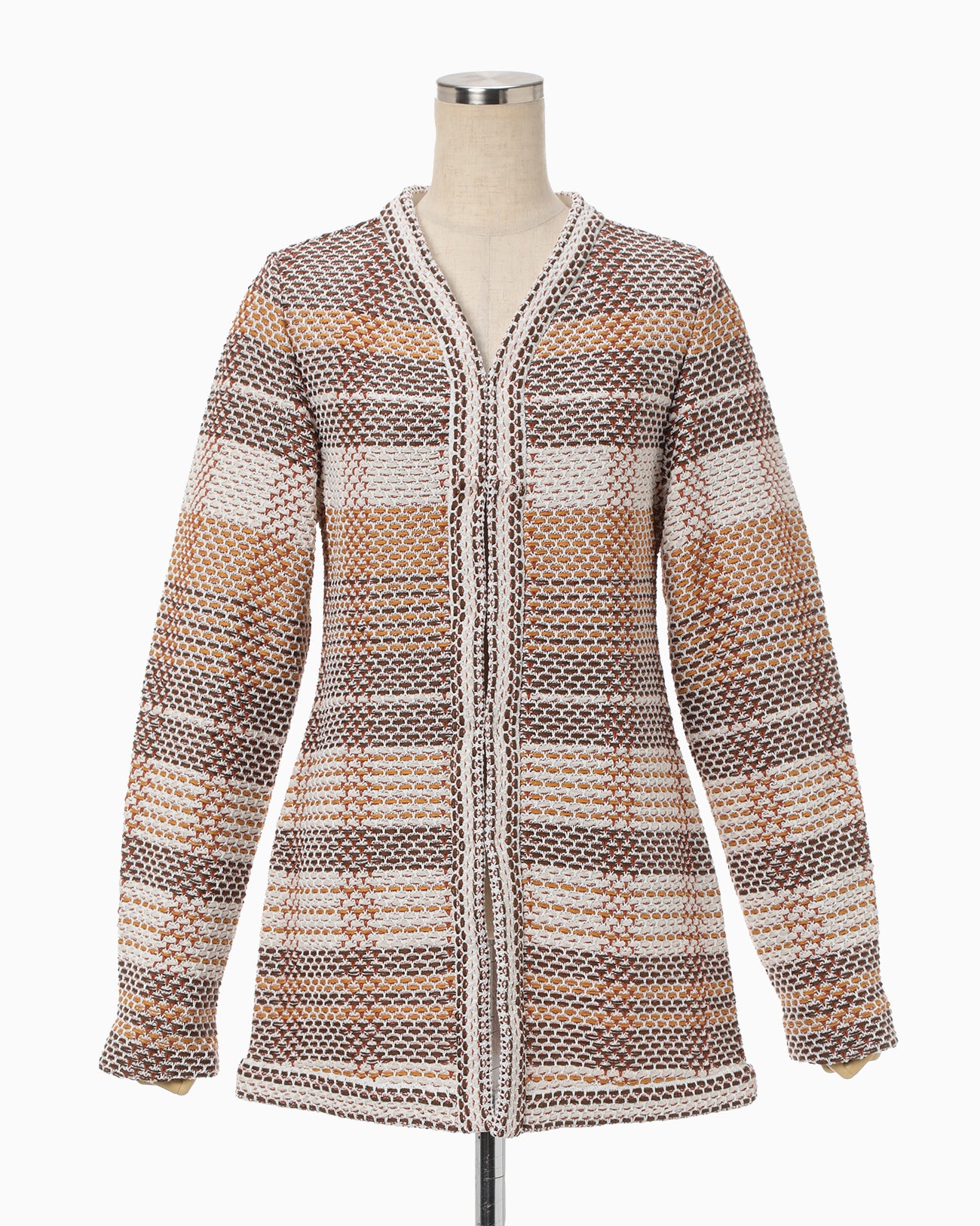 Basket Motif Knitted Jacket - brown
