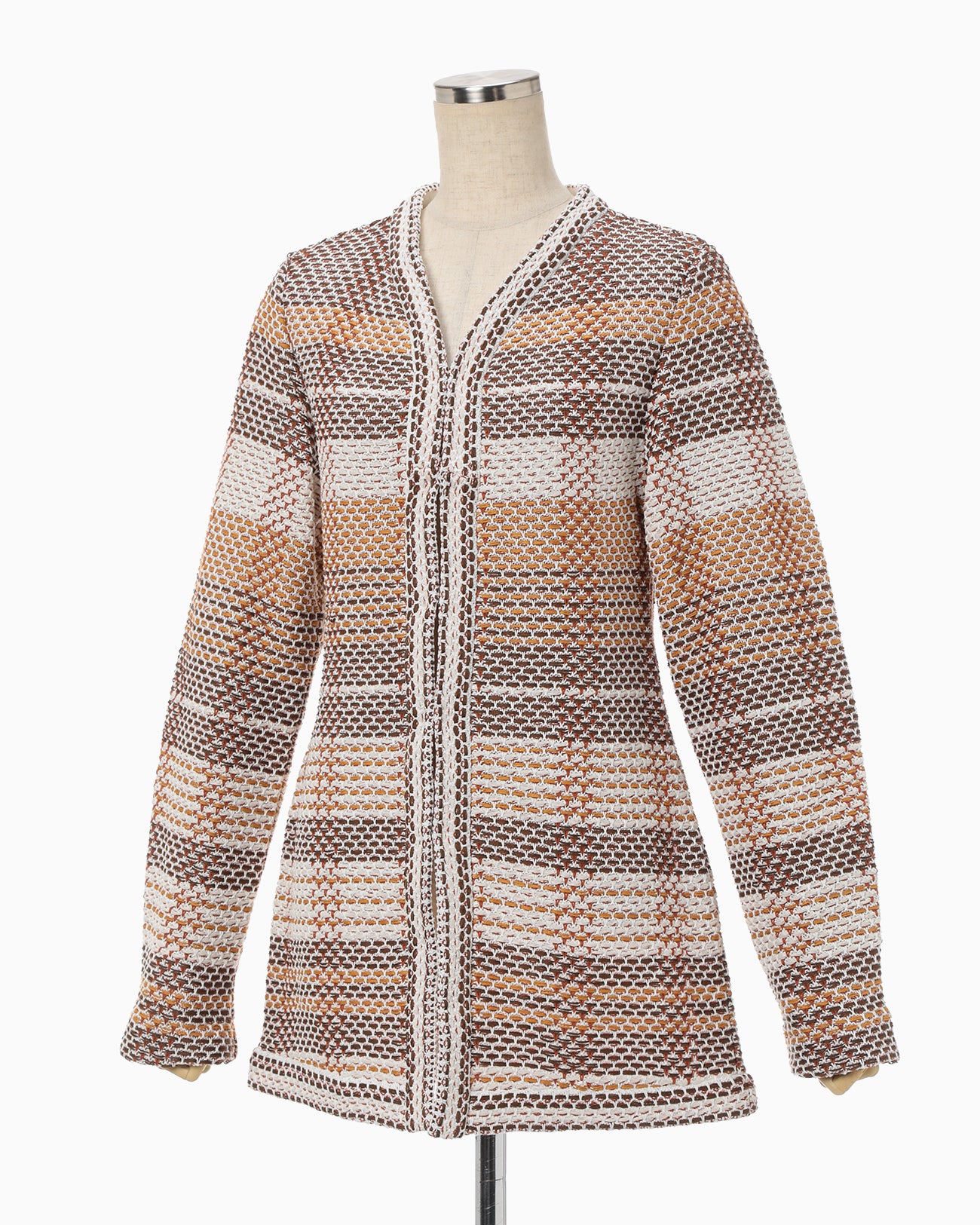 Basket Motif Knitted Jacket - brown